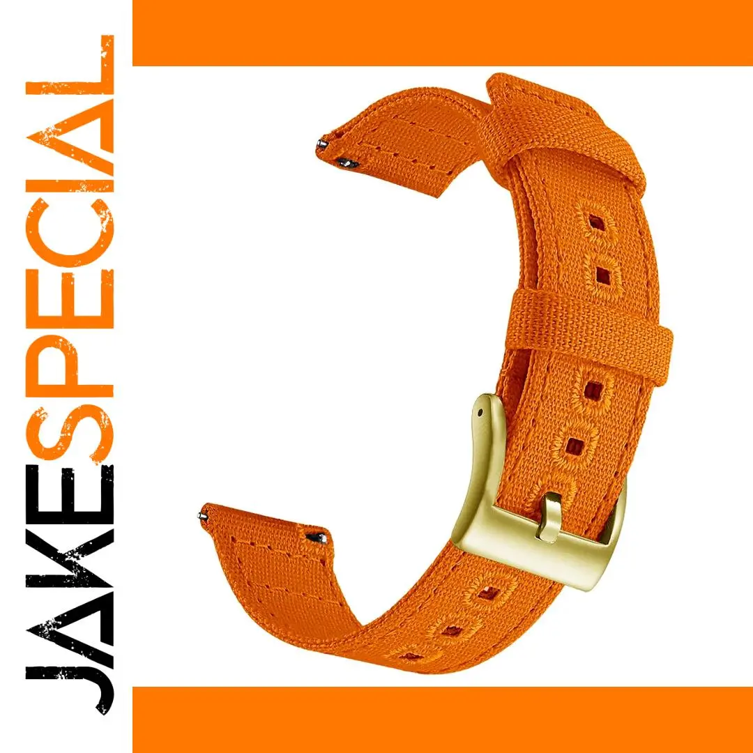 SAMCO Canvas Quick Release Watch Band 22cm Orange Gold 1 SAMCO Canvas Quick Release Watch Band 22cm Orange Gold