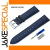 Genuine Dark Blue Leather Watch Band 12-24mm