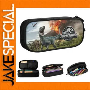 Vibrant Dinosaur Pencil Case with Zipper Closure