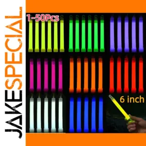 50 Pack 6 Inch Glow Sticks for Outdoor Use