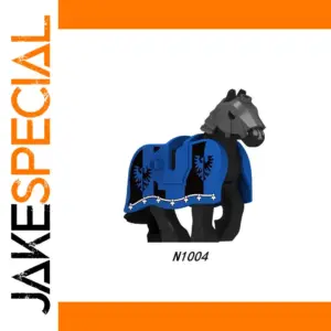 Medieval Black Horse with Blue Saddle Accessory