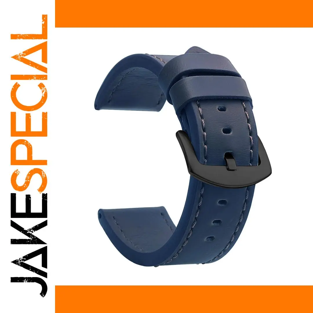 Premium Blue Leather Watch Strap with Buckle 1 Premium Blue Leather Watch Strap with Buckle