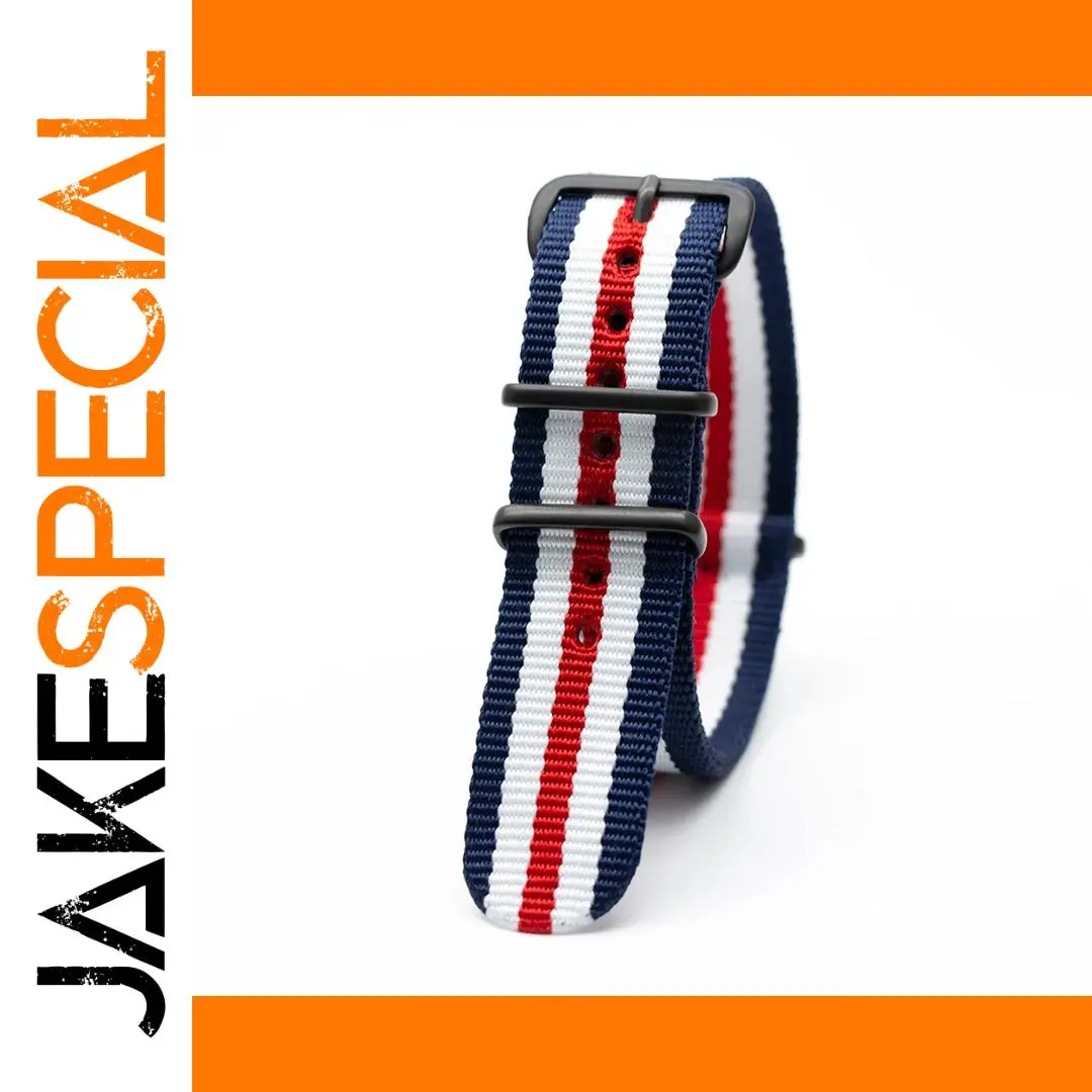 Woven Nylon Watch Strap with Stripes 18-24mm 1 Woven Nylon Watch Strap with Stripes 18-24mm