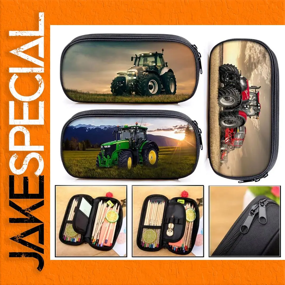 Farm Tractor Print Cosmetic Case Pencil Bag 1 Farm Tractor Print Cosmetic Case Pencil Bag