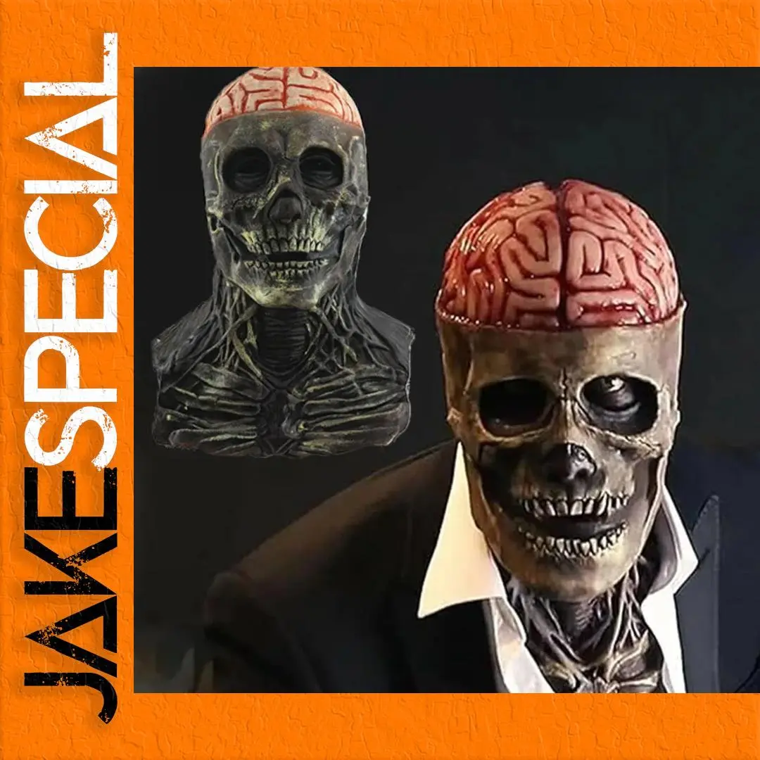 Full Head Skeleton Halloween Mask with Brain Detail 1 Full Head Skeleton Halloween Mask with Brain Detail