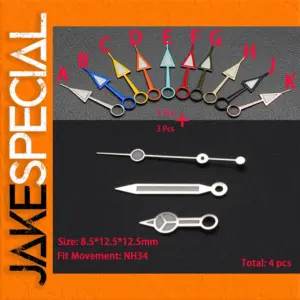 NH34 GMT Watch Hands with Luminous Silver Finish