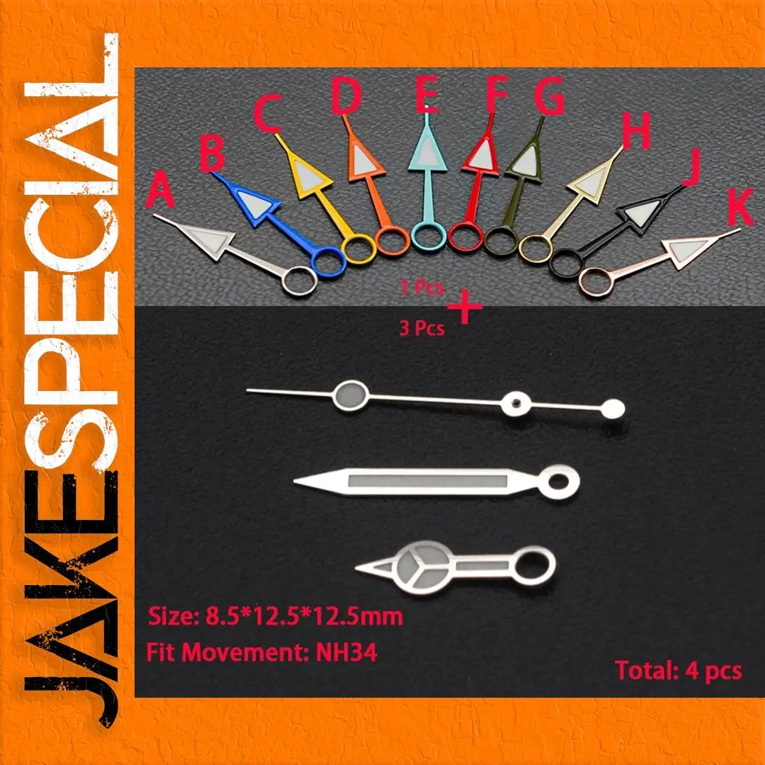 NH34 GMT Watch Hands with Luminous Silver Finish 1 NH34 GMT Watch Hands with Luminous Silver Finish