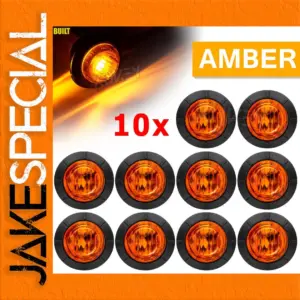 10 Amber 3/4 Inch Round LED Marker Lights