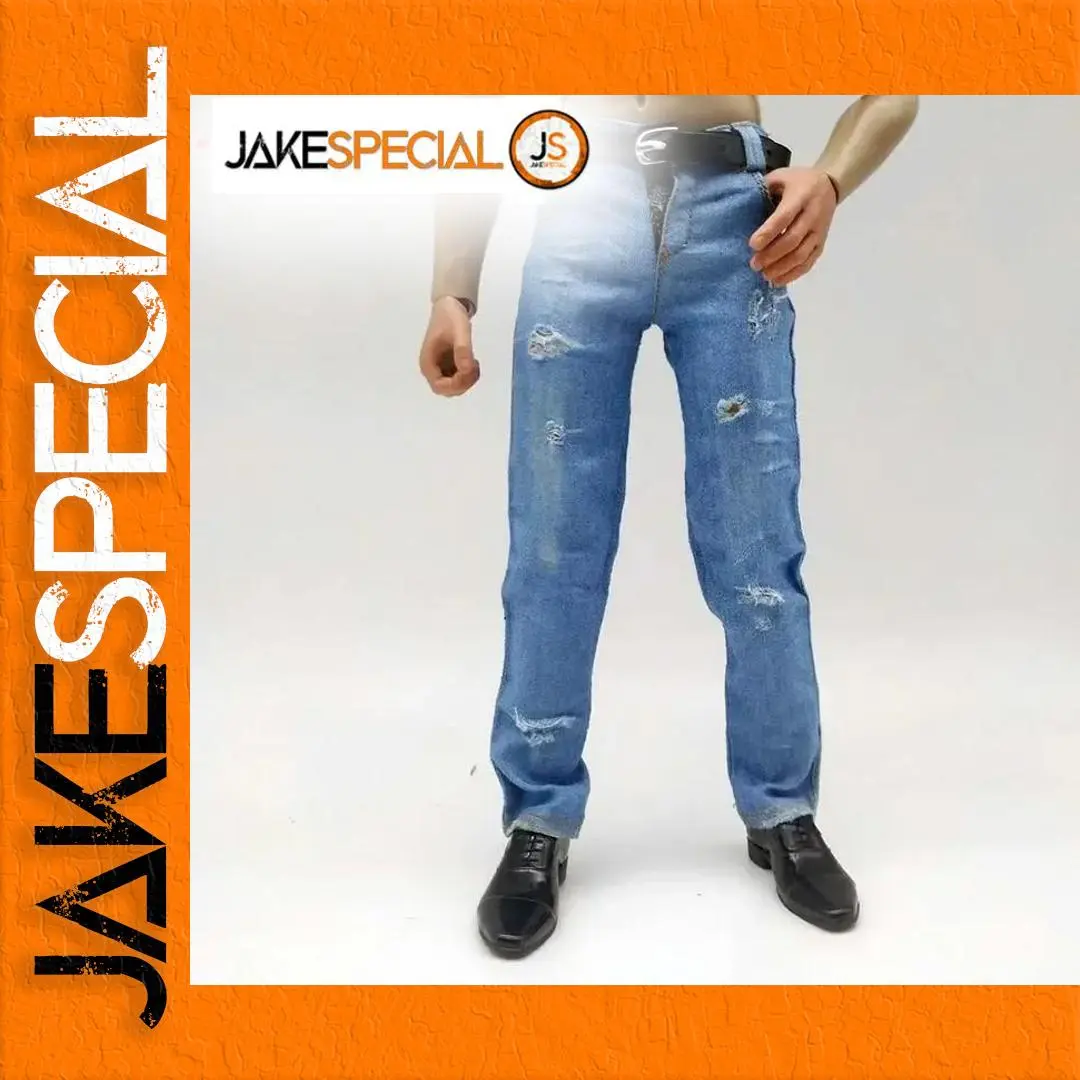 1/6 Scale Light Blue Ripped Jeans for Action Figures 1 1/6 Scale Light Blue Ripped Jeans for Action Figures