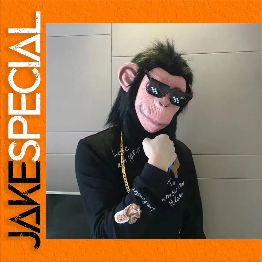 Whimsical Monkey Animal Head Mask with Glasses 1 Whimsical Monkey Animal Head Mask with Glasses