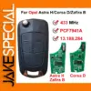 Opel Vauxhall Remote Flip Car Key 433 MHz