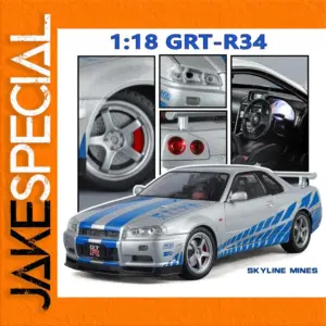 1:18 Nissan Skyline GTR-R34 Alloy Model Car