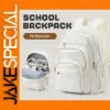 Light Beige Unisex Backpack with Multiple Pockets