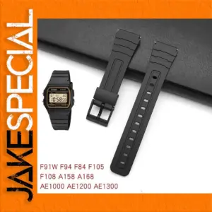 Black Silicone Watch Strap Adjustable 18cm