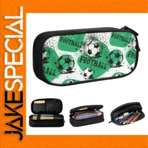 Soccer-Themed Leather Pencil Case