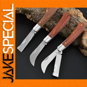 Portable Folding Knife with Wood Handle
