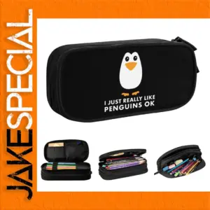 Penguin Design Pencil Case with Zipper Closure