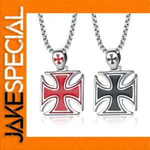 Knights Templar Necklace with Red and Black Pendants