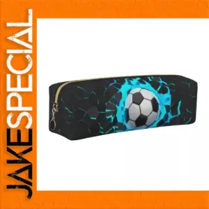 Soccer Ball-Themed Pencil Case with Gold Zipper