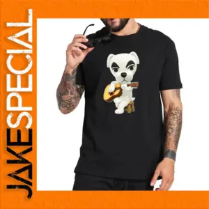 Animal Crossing Dog Guitar Print T-Shirt