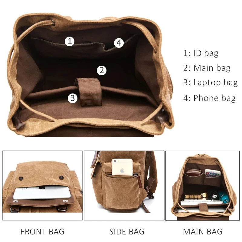 Vintage Canvas Laptop Backpack for Daily Use 4 Vintage Canvas Laptop Backpack for Daily Use - Image 4