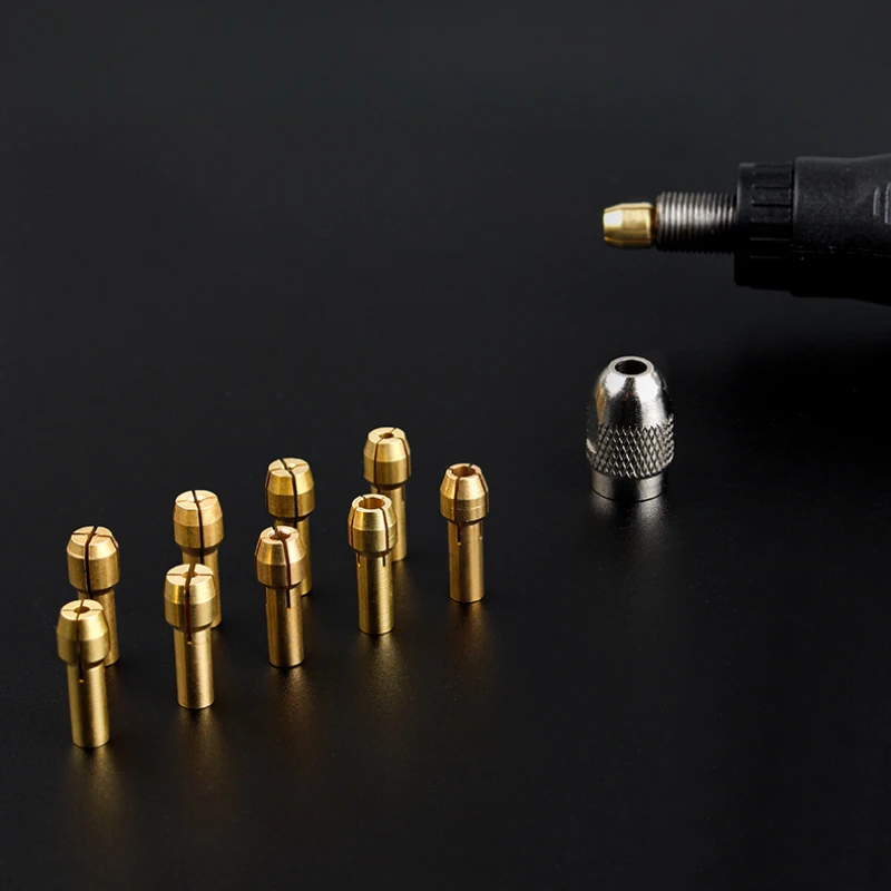 10-Piece Mini Drill Brass Collet Chuck Set 2 10-Piece Mini Drill Brass Collet Chuck Set - Image 2