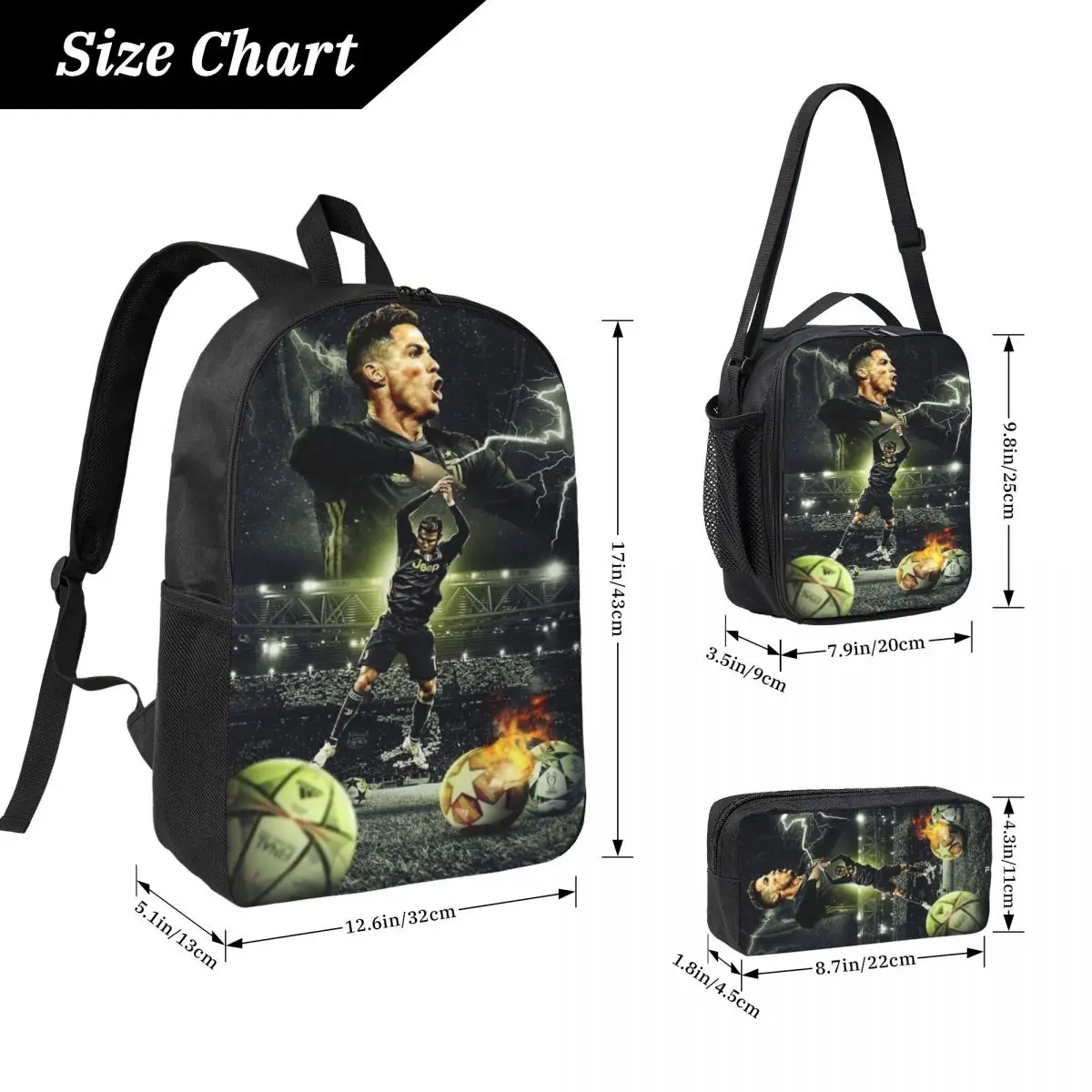 Ronaldo CR7 Themed Backpack Set 3-Piece 2 Ronaldo CR7 Themed Backpack Set 3-Piece - Image 2