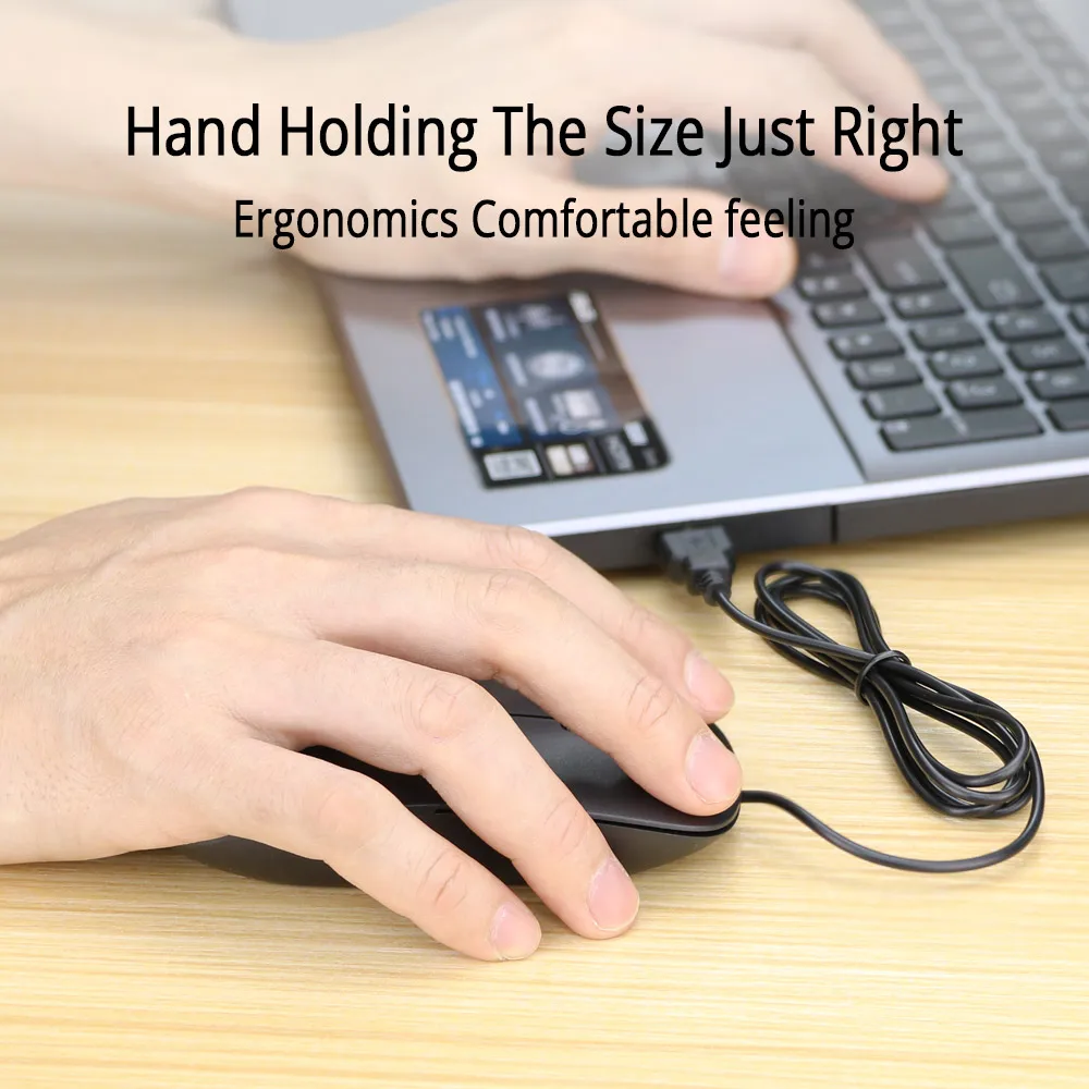 Ultra-Thin USB Wired Mouse 1200 DPI Black 2 Ultra-Thin USB Wired Mouse 1200 DPI Black - Image 2