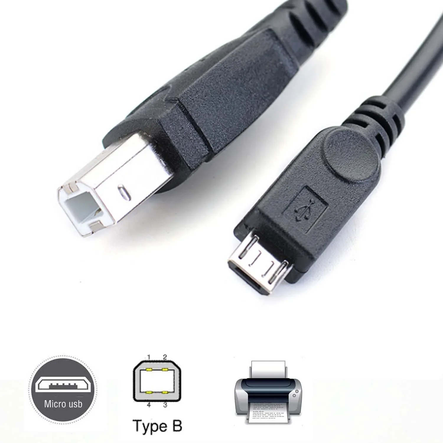 Micro USB Male to USB 2.0 B Male Cable 3 Micro USB Male to USB 2.0 B Male Cable - Image 3