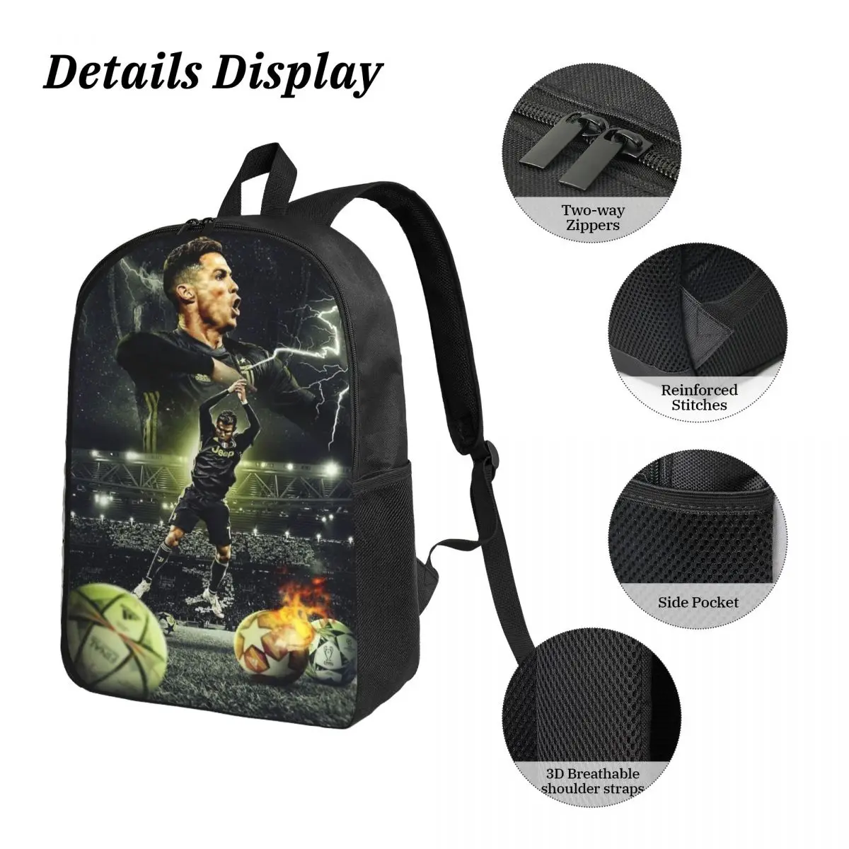Ronaldo CR7 Themed Backpack Set 3-Piece 3 Ronaldo CR7 Themed Backpack Set 3-Piece - Image 3