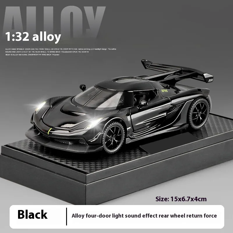 1:32 Scale Diecast Sports Car Model Black 8 1:32 Scale Diecast Sports Car Model Black - Image 8