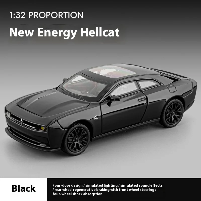 1:32 Matte Black Dodge Challenger Alloy Model 12 1:32 Matte Black Dodge Challenger Alloy Model - Image 12