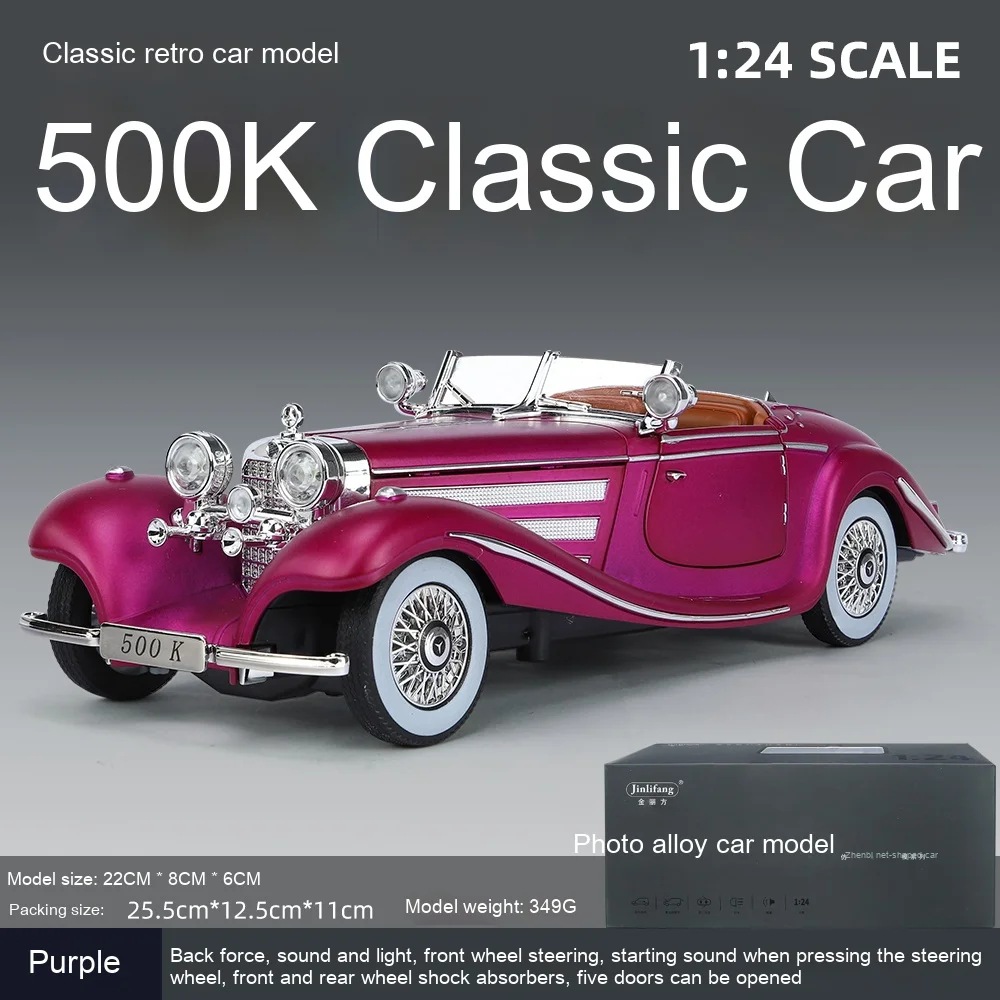 1:24 Scale Retro Benz 500K Diecast Model 9 1:24 Scale Retro Benz 500K Diecast Model - Image 9