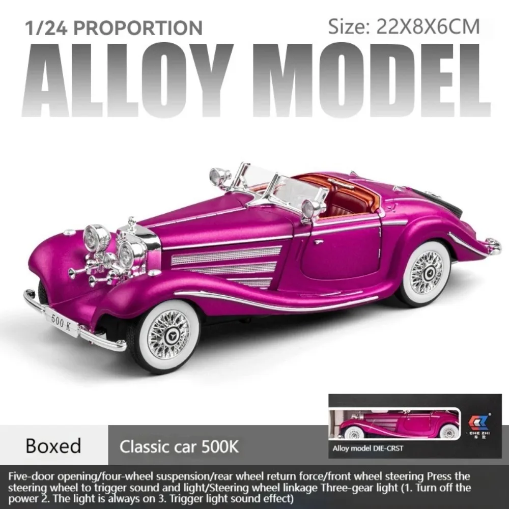 Mercedes Benz 500K 1:24 Diecast Model Silver 6 Mercedes Benz 500K 1:24 Diecast Model Silver - Image 6