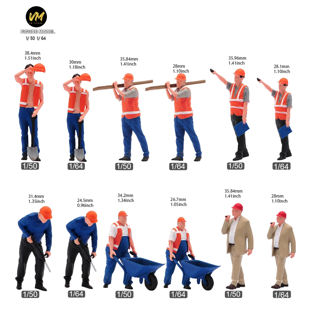 Construction Worker Miniature Figures Set 4 Construction Worker Miniature Figures Set - Image 4