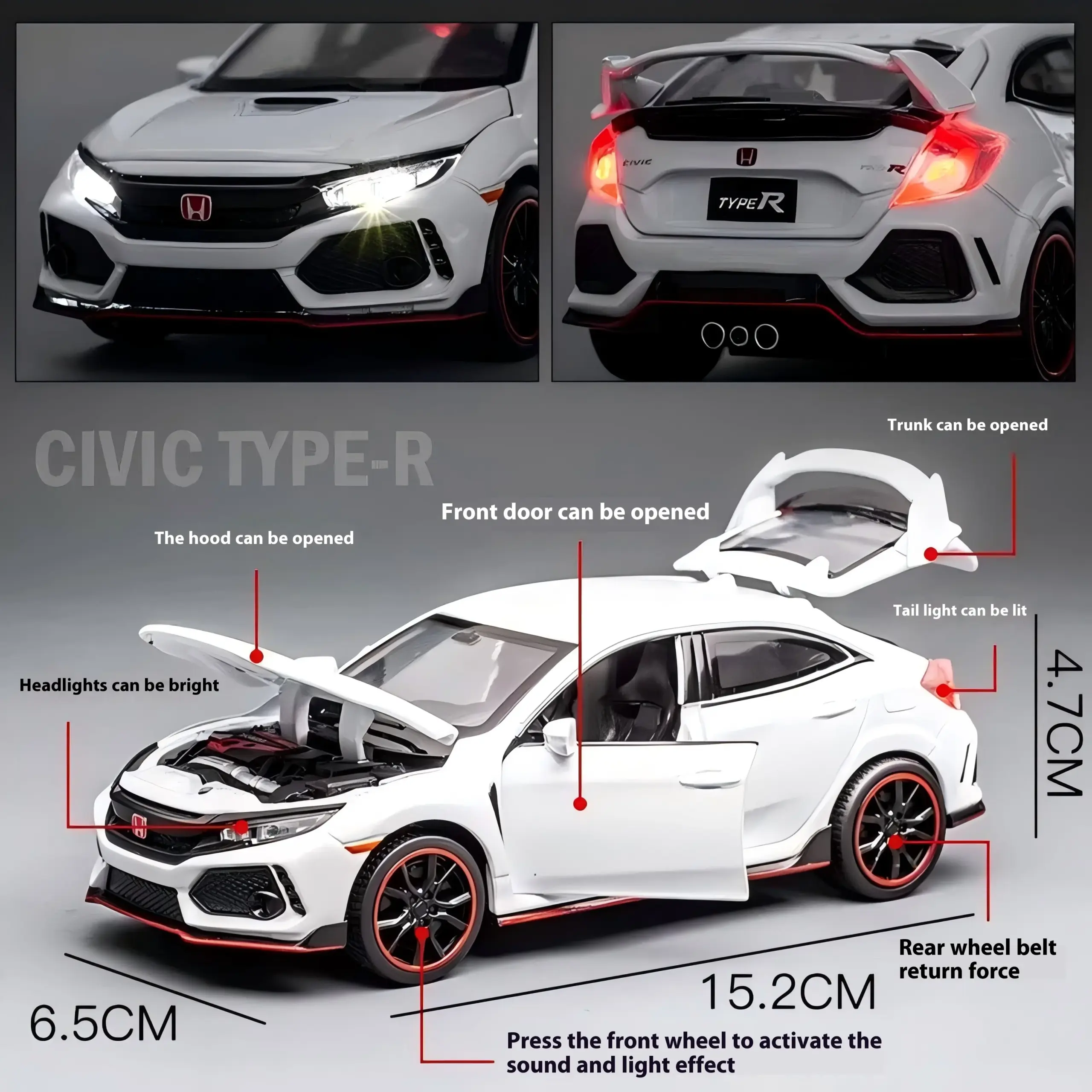 1/32 TYPE-R Alloy Car Model Diecast Toy 3 1/32 TYPE-R Alloy Car Model Diecast Toy - Image 3