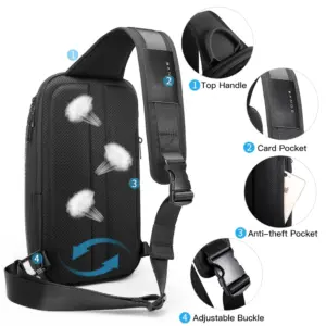 BG-7566 Modern Black Chest Bag for Essentials 14 S1e948415c793403e992a52b6428a91047