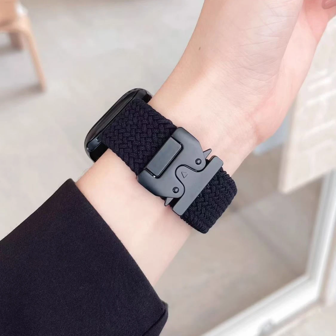 Black Braided Fabric Strap for Xiaomi Smartwatches 2 Black Braided Fabric Strap for Xiaomi Smartwatches - Image 2