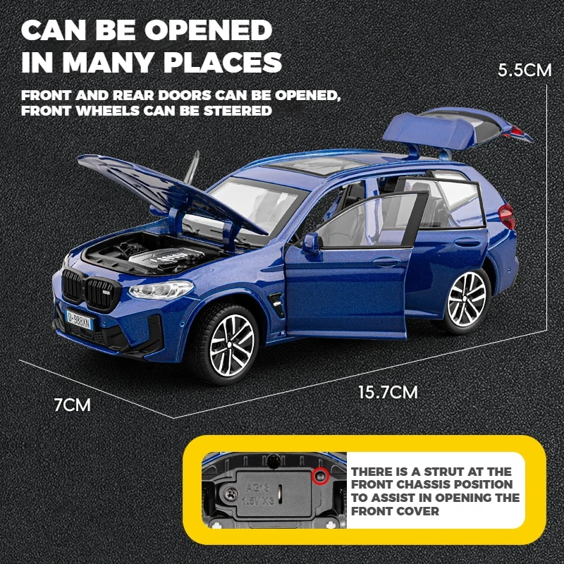 BMW X3M Diecast Model 1:32 with Sound Lights 3 BMW X3M Diecast Model 1:32 with Sound Lights - Image 3