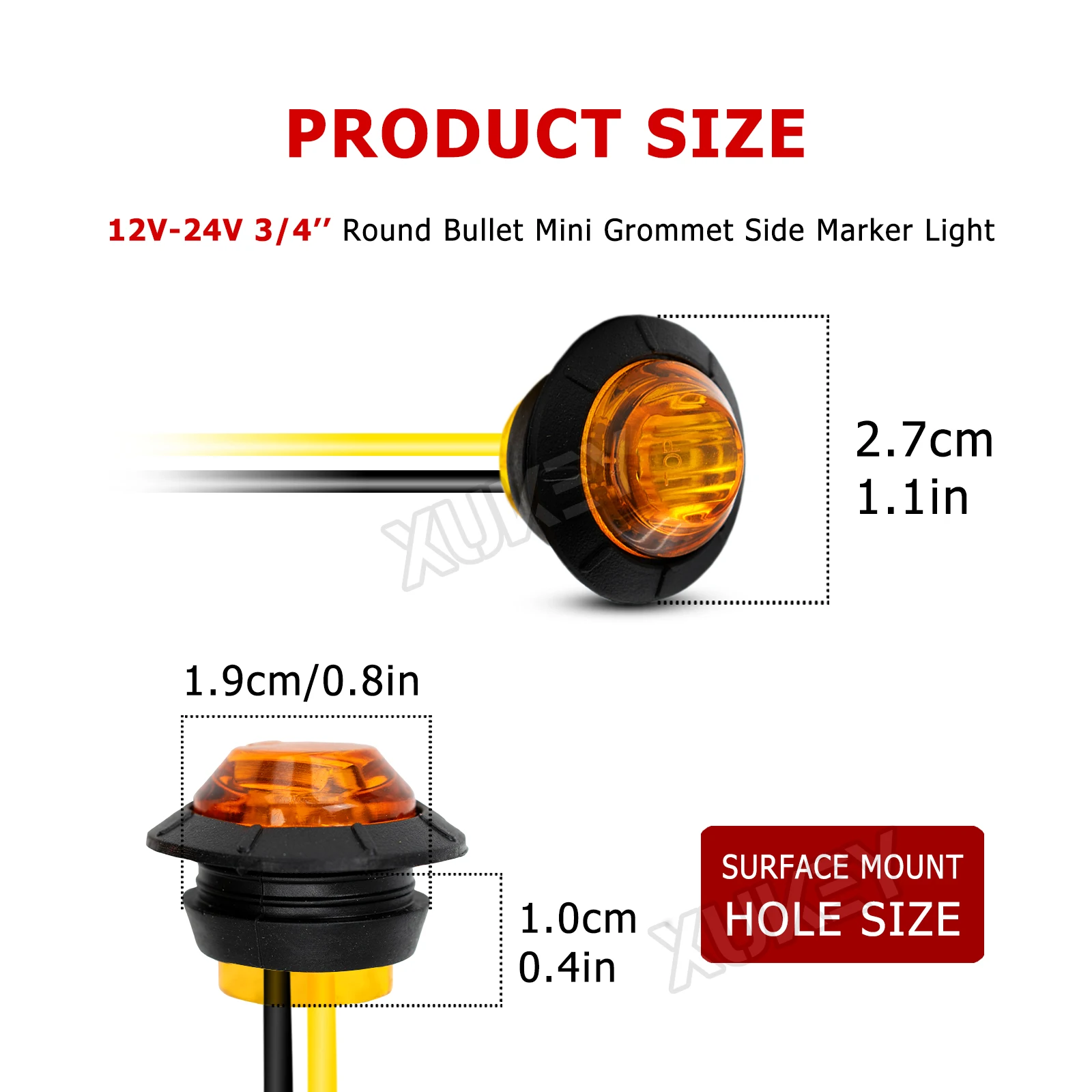 10 Amber 3/4 Inch Round LED Marker Lights 4 10 Amber 3/4 Inch Round LED Marker Lights - Image 4