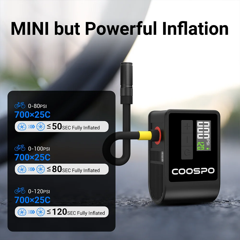 COOSPO Mini Electric Air Pump 120 PSI 500mAh 4 COOSPO Mini Electric Air Pump 120 PSI 500mAh - Image 4