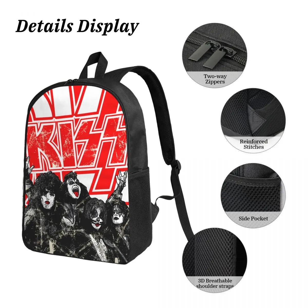 KISS 3-Piece School Bag Set Red and Black 3 KISS 3-Piece School Bag Set Red and Black - Image 3