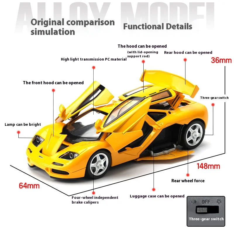 1:32 Scale Diecast McLaren F1 Sports Car Model 2 1:32 Scale Diecast McLaren F1 Sports Car Model - Image 2