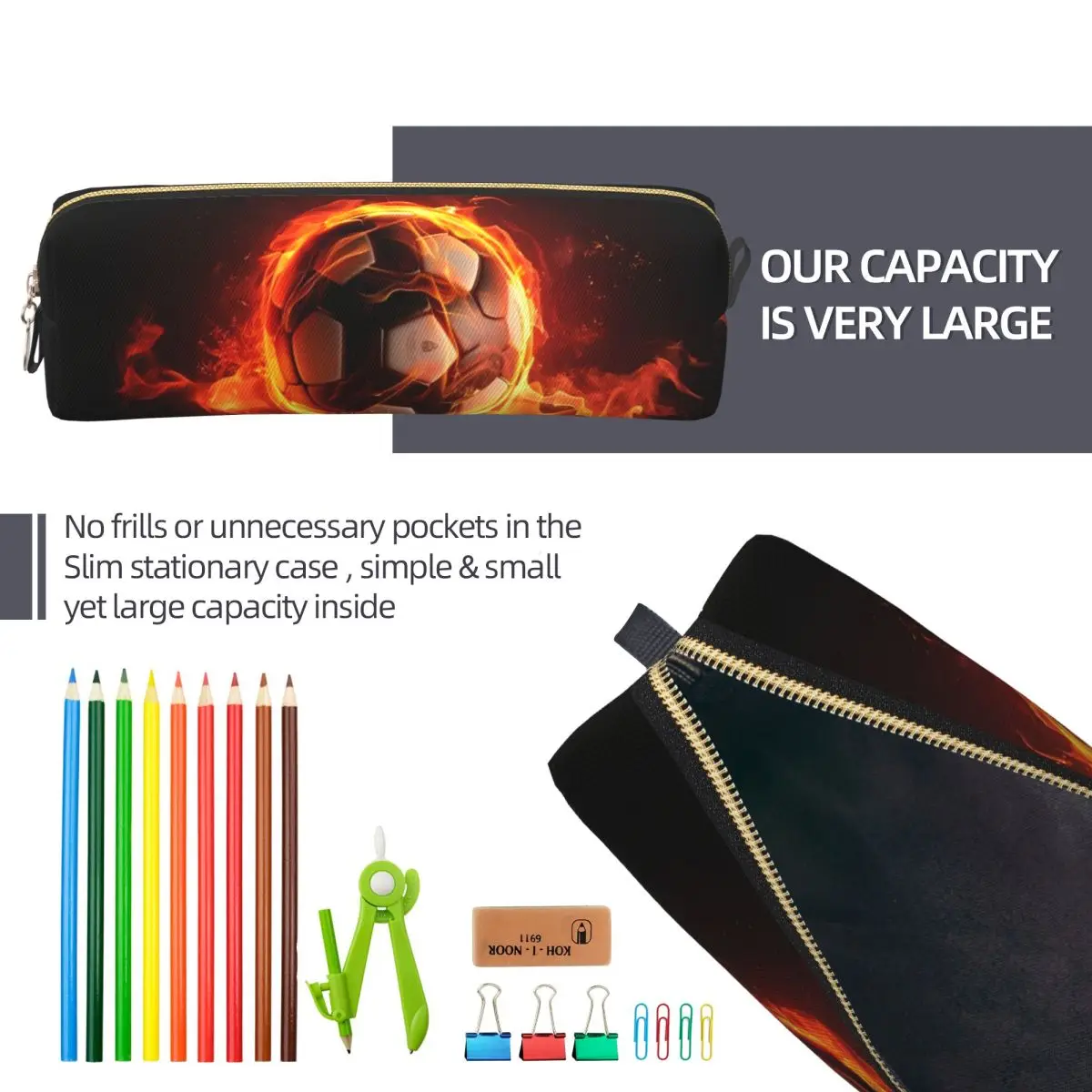 Burning Soccer Ball Leather Pencil Case 6 Burning Soccer Ball Leather Pencil Case - Image 6