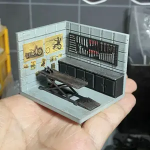 1/64 Scale Motorcycle Painting Garage Diorama 18 S3ca155c9a516441d8e77ae325fb4d8d7v
