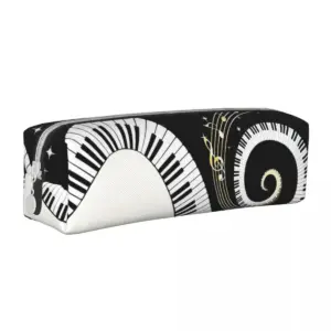 Piano Keyboard Design Leather Pencil Case