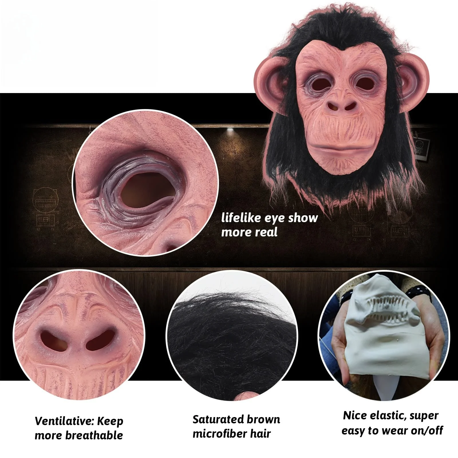 Deluxe Chimp Mask for Adults 5 Deluxe Chimp Mask for Adults - Image 5