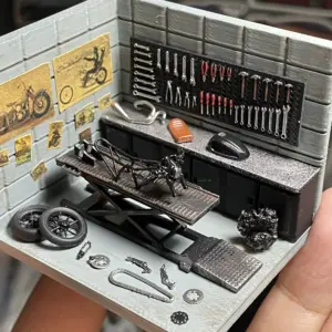 1/64 Scale Motorcycle Painting Garage Diorama 17 S5c2c06928e784c5da66b8ecddb40882aI