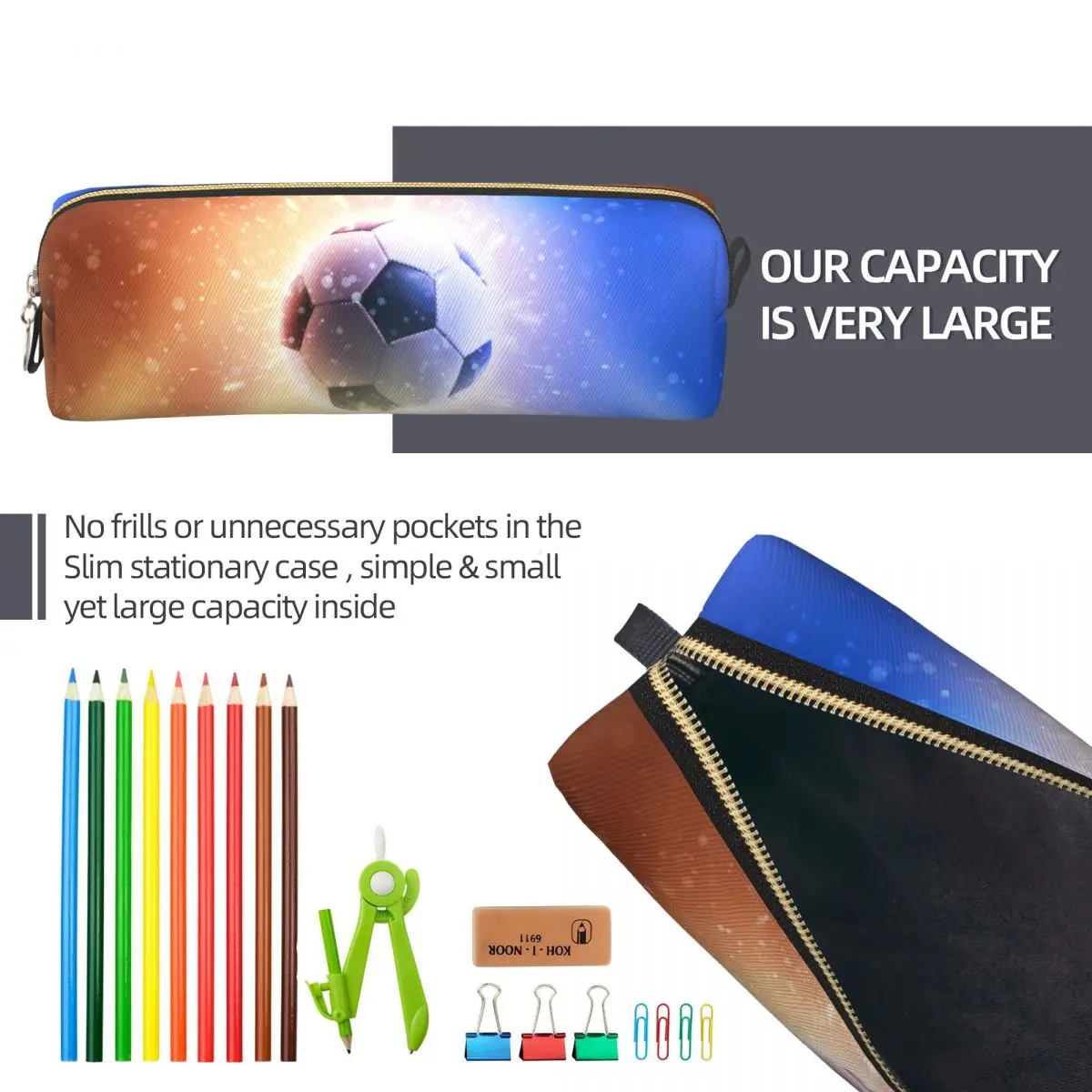 Creative Soccer Pencil Case with Zipper Closure 6 Creative Soccer Pencil Case with Zipper Closure - Image 6