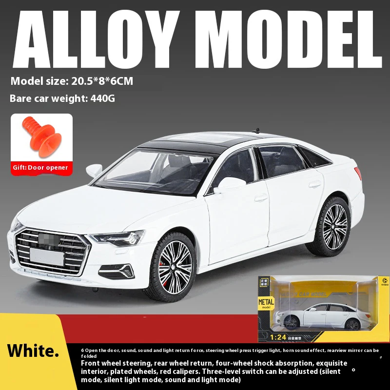 1:24 Scale A6L Alloy Car Model with Lights 7 1:24 Scale A6L Alloy Car Model with Lights - Image 7